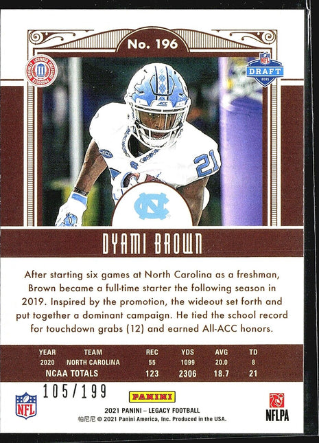 2021 Panini Legacy Orange /199 Dyami Brown #196