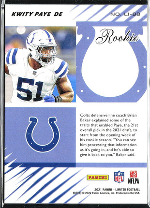 2021 Panini Limited - 2000 Limited Tribute Rookies #LI-88 Kwity Paye (RC)