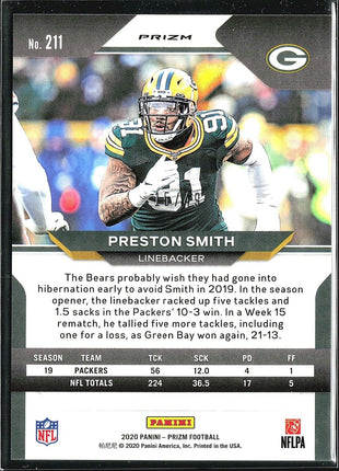 2020 Panini Prizm Red Yellow /49 #211 Preston Smith