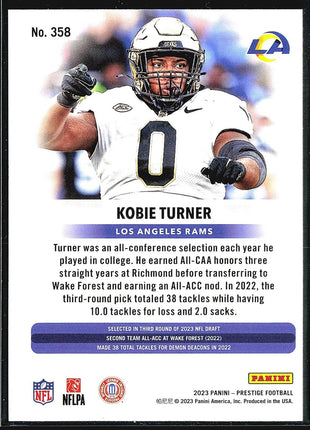 2023 Panini Prestige Xtra Points Rookies #358 Kobie Turner (RC)