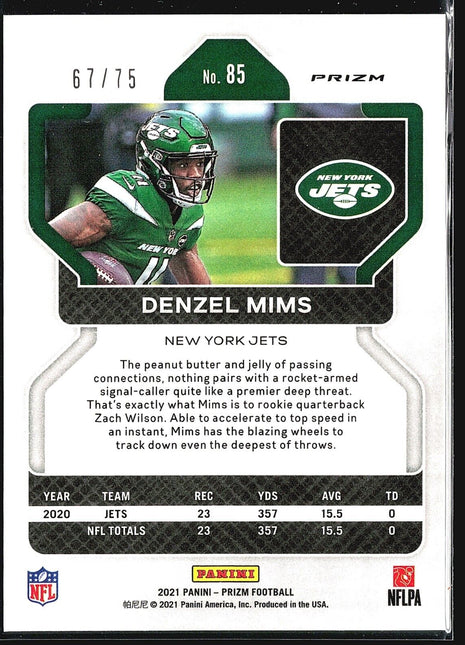 2021 Panini Prizm Green scope #85 Denzel Mims /75