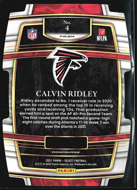 2021 Panini Select - Concourse Silver Prizm Die-Cut #4 Calvin Ridley