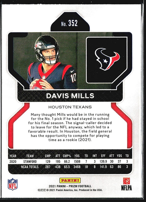 2021 Panini Prizm - Rookie #352 Davis Mills (RC)