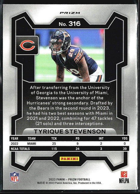 2023 Panini Prizm Silver Rookies #316 Tyrique Stevenson (RC)