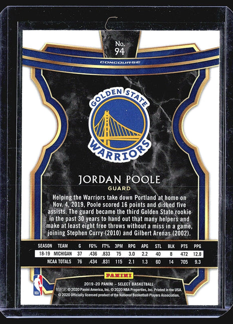 2019-20 Panini Select - Concourse #94 Jordan Poole (RC)