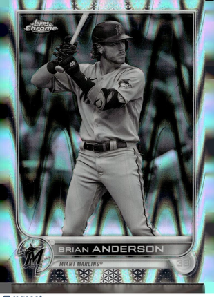 2022 TOPPS CHROME BLACK WHITE RAYWAVE 138 Brian Anderson - Miami Marlins