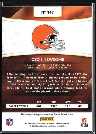 2015 Panini Prime Signatures Ozzie Newsome #147 1/1 Auto