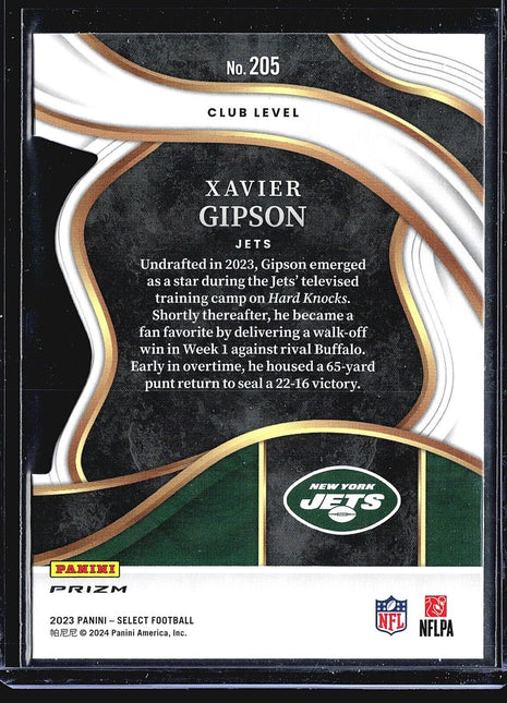 2023 Panini Select Club Level Red & Yellow Prizm Die-Cut #205 Xavier Gipson rc