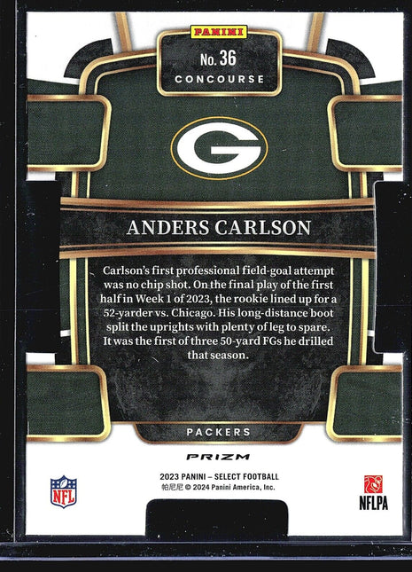 2023 Panini Select Yellow Green Die Cut Anders Carlson #36