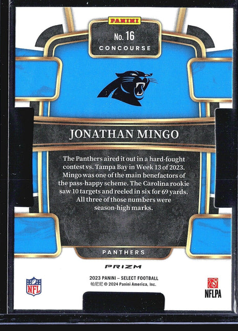 2023 Panini Select - Concourse #16 Jonathan Mingo (RC) Silver Die Cut