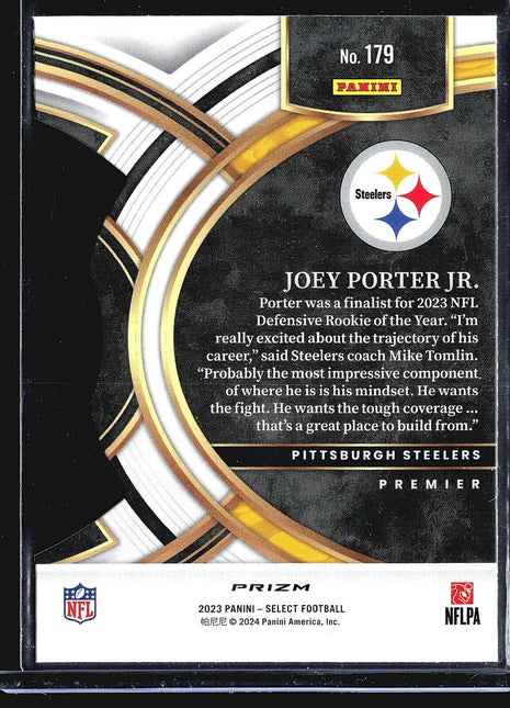 2023 Panini Select - Premier Level #179 Joey Porter Jr. (RC) Silver Die Cut