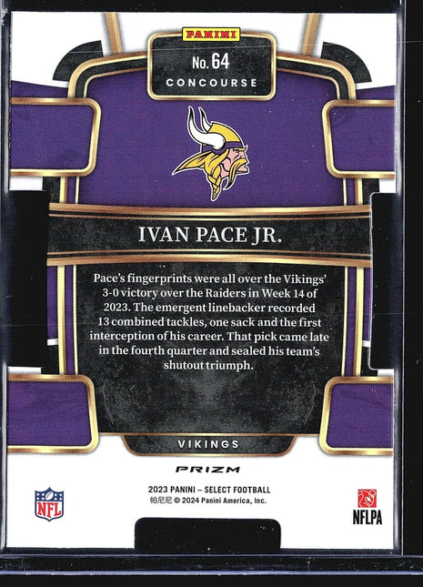2023 Panini Select - Concourse #64 Ivan Pace Jr. (RC) Red yellow Die Cut