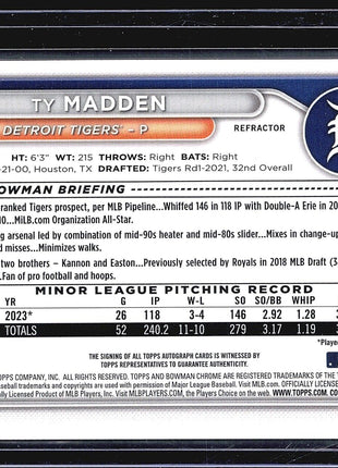 2024 Bowman Chrome Refractor Auto Ty Madden #2 /499