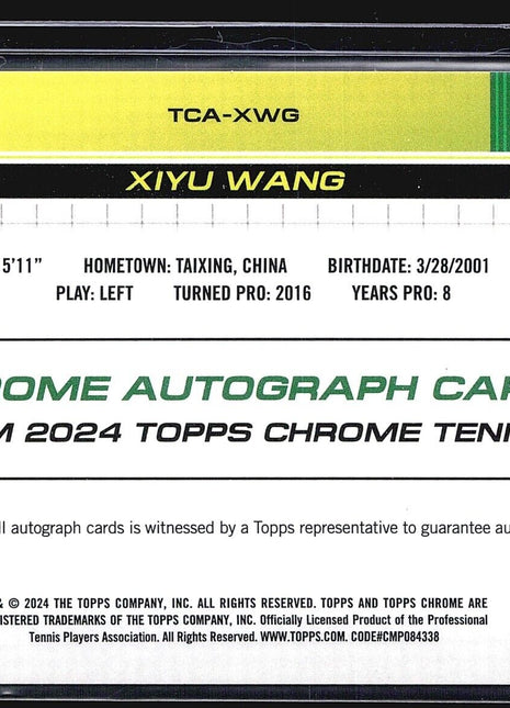 2024 Topps Chrome Tennis Orange auto Xiyu Wang #TCA-XWG /25