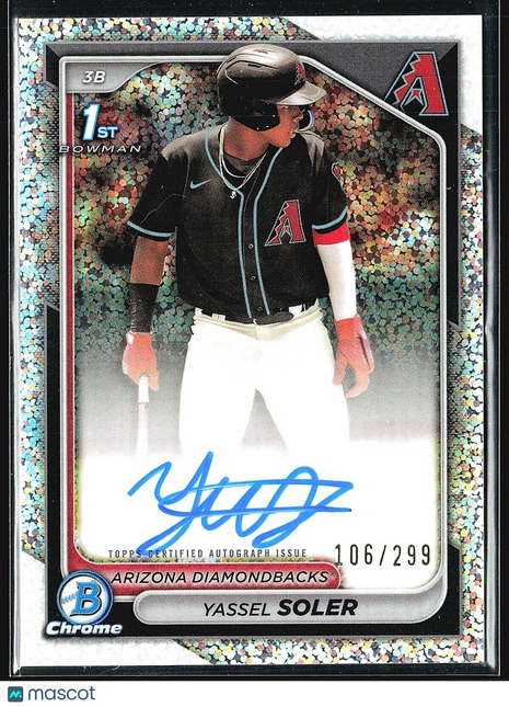 2024 Bowman Chrome Prospect Autographs #CPA-YSO Yassel Soler Speckle /299