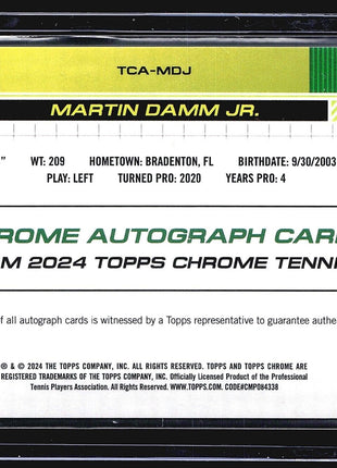 2024 Topps Chrome Tennis Blue auto Martin Damm Jr. #TCA-MDJ /250