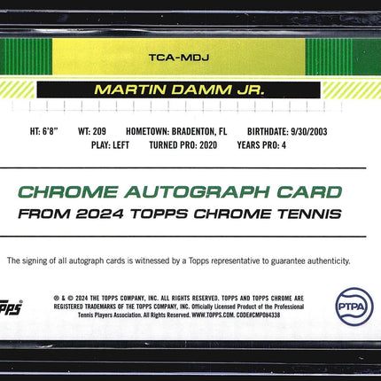 2024 Topps Chrome Tennis Blue auto Martin Damm Jr. #TCA-MDJ /250