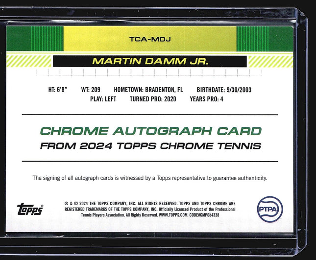 2024 Topps Chrome Tennis Blue auto Martin Damm Jr. #TCA-MDJ /250