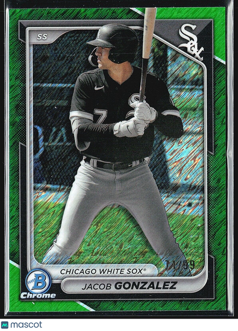 2024 Bowman Chrome 1st Auto Jacob Gonzalez #BCP-242 Green Shimmer /99
