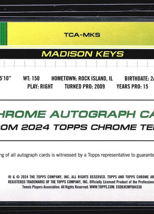 2024 Topps Chrome Tennis Auto Madison Keys #TCA-MKS