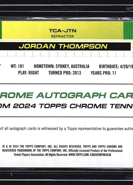 2024 Topps Chrome Tennis Auto Jordan Thompson #TCA-JTN /499