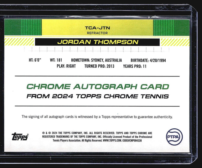 2024 Topps Chrome Tennis Auto Jordan Thompson #TCA-JTN /499