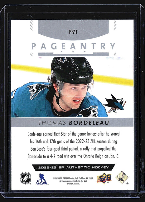 2022-23 SP Authentic - Pageantry #P-71 Thomas Bordeleau (RC)