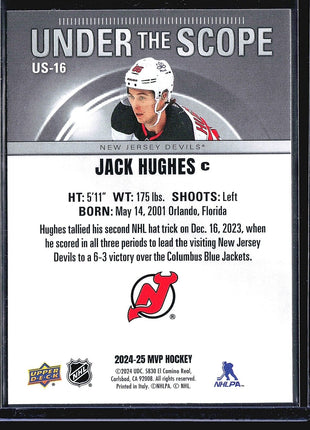 2024-25 Upper Deck MVP - Under the Scope #US-16 Jack Hughes