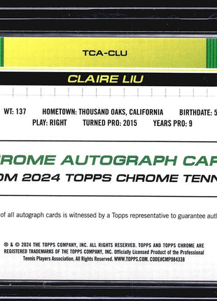 2024 Topps Chrome Tennis Purple Auto Claire Liu #TCA-CLU /10