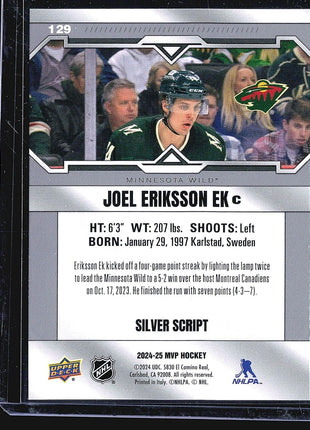 2024-25 Upper Deck MVP - #129 Joel Eriksson Ek Silver Script