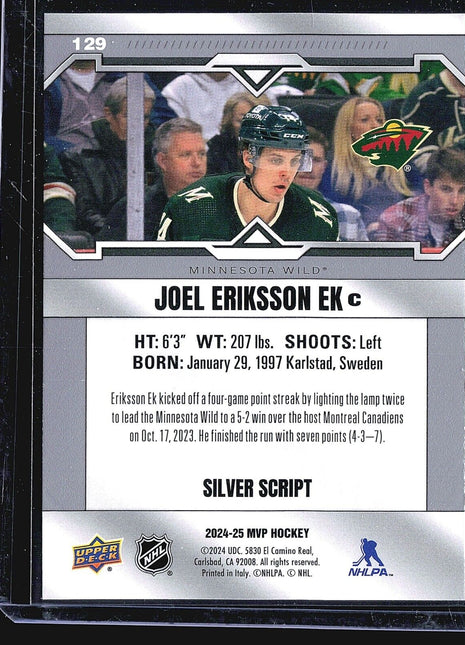 2024-25 Upper Deck MVP - #129 Joel Eriksson Ek Silver Script