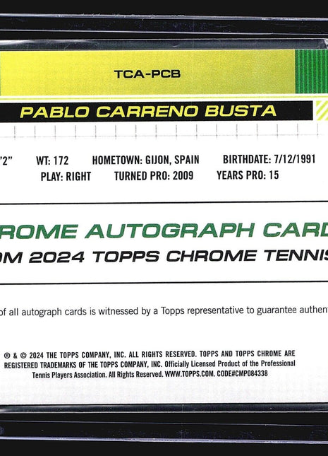 2024 Topps Chrome Tennis Auto Pablo Carreno Busta #TCA-PCB