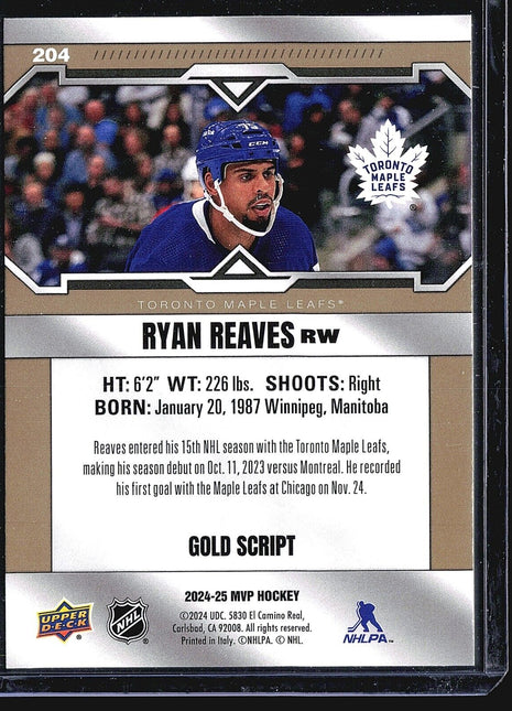 2024 Upper Deck MVP Gold Script Ryan Reaves #204