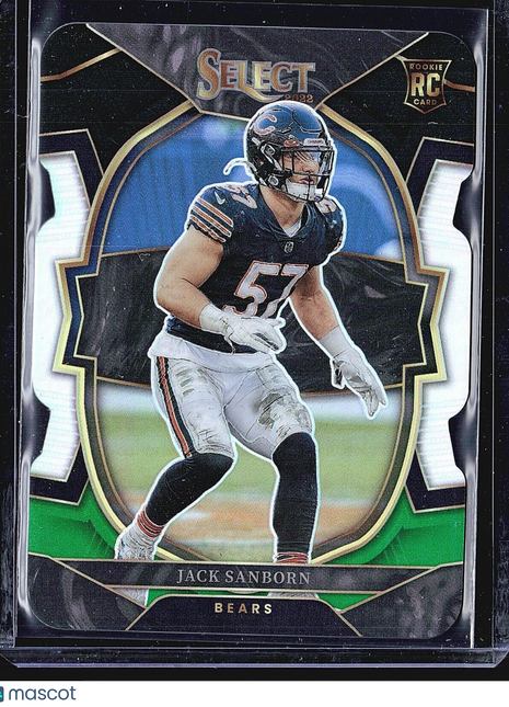 2022 Panini Select - Concourse Black & Green Prizm Die-Cut #62 Jack Sanborn (RC)