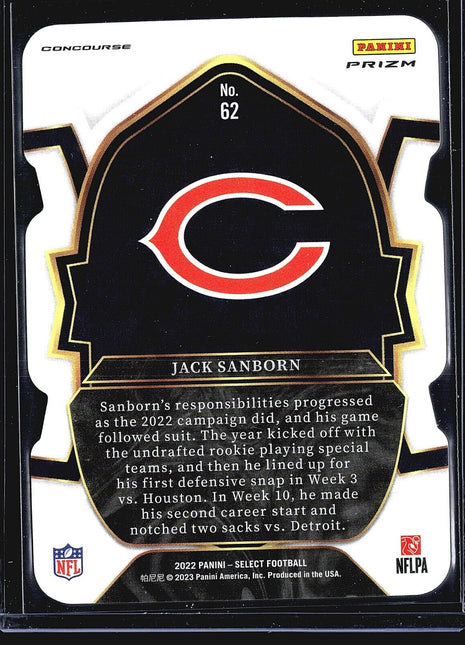 2022 Panini Select - Concourse Black & Green Prizm Die-Cut #62 Jack Sanborn (RC)