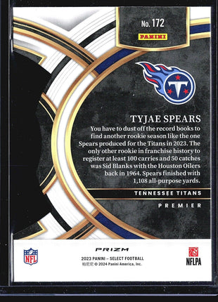 2023 Panini Select - Premier Level #172 Tyjae Spears (RC) Die Cut