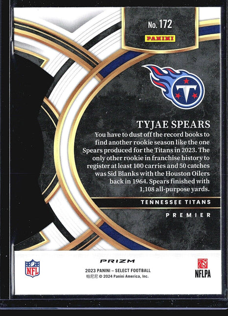 2023 Panini Select - Premier Level #172 Tyjae Spears (RC) Die Cut