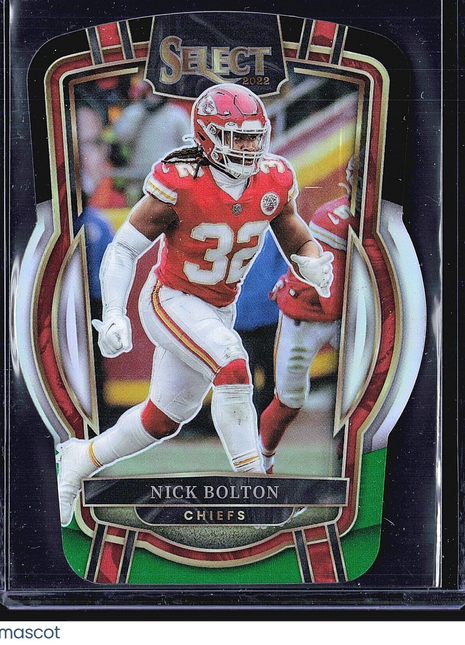2022 Panini Select - Club Level Black & Green Prizm Die-Cut #253 Nick Bolton