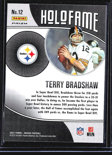 2021 Panini Mosaic - Holofame #12 Terry Bradshaw Green Red Prizm
