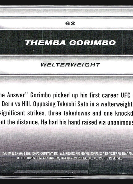 2024 Topps UFC Knockout Themba Gorimbo Silver /125 #62 Rc