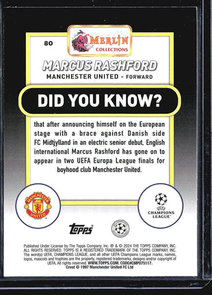 2022-23 Topps Merlin Marcus Rashford #80 Aqua Shimmer