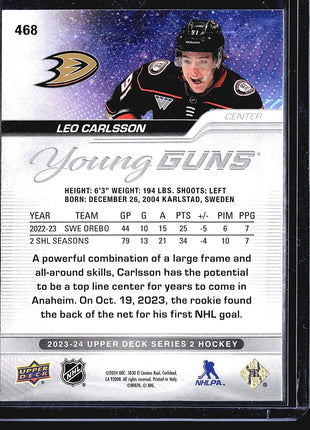 2023-24 Upper Deck Series 2 - Young Guns #468 Leo Carlsson (RC)