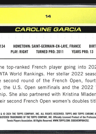 2024 Topps Chrome Tennis Sapphire Caroline Garcia #14