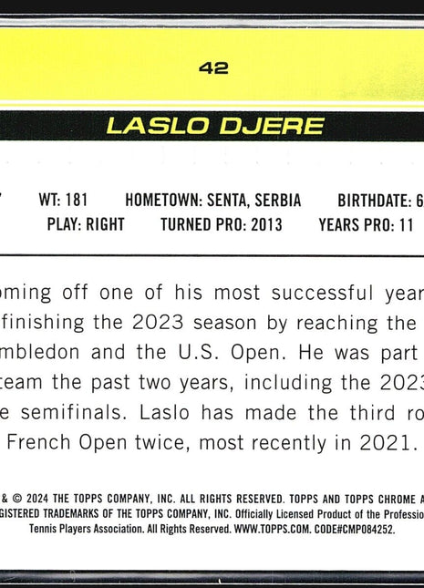 2024 Topps Chrome Tennis Sapphire Laslo Djere #42