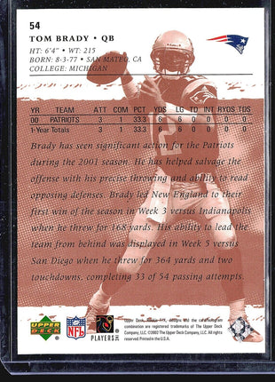 2001 Upper Deck Rookie F/X - #54 Tom Brady