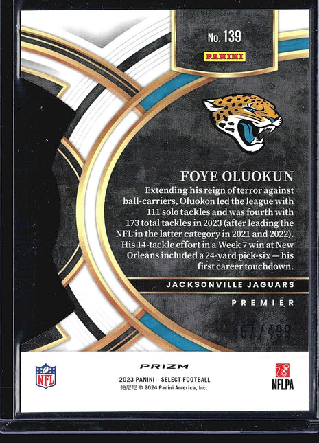 2023 Panini Select Premier Level Green Prizm Die-Cut #139 Foye Oluokun /499