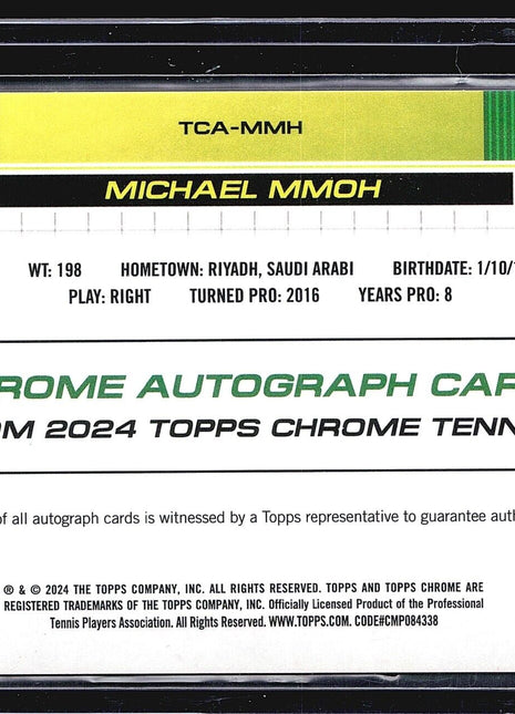 2024 Topps Chrome Auto Tennis Michael Mmoh #TCA-MMH