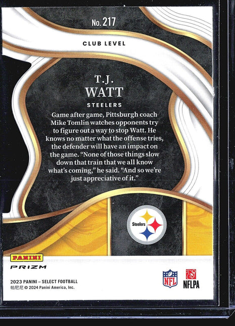 2023 Panini Select - Club Level Die Cut Prizm #217 T.J. Watt