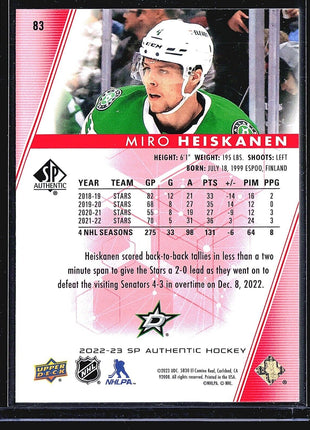 2022-23 Sp Authentic Miro Heiskanen #83 limited