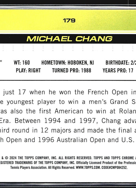 2024 Topps Chrome Tennis Sapphire Michael Chang #179